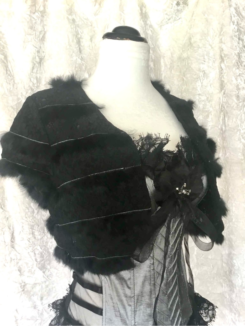 Black Rabbit Fur Bolero Shrug Jacket
